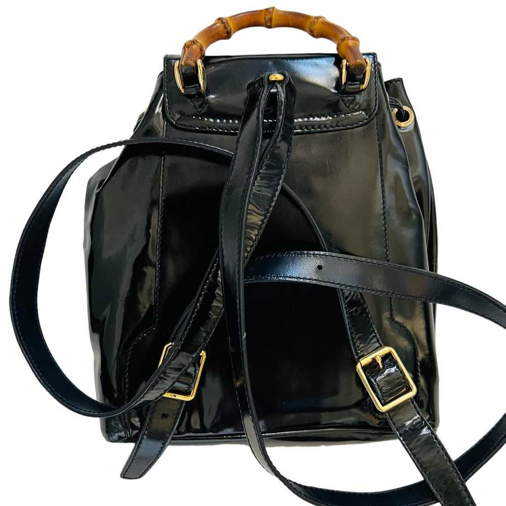 GUCCI Black Small Back Bag Backpack Patent Leathe… - image 7