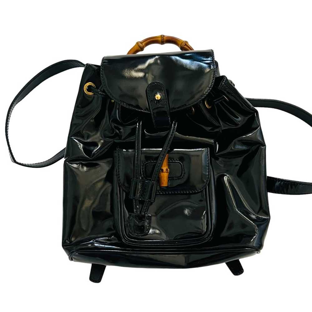 GUCCI Black Small Back Bag Backpack Patent Leathe… - image 8