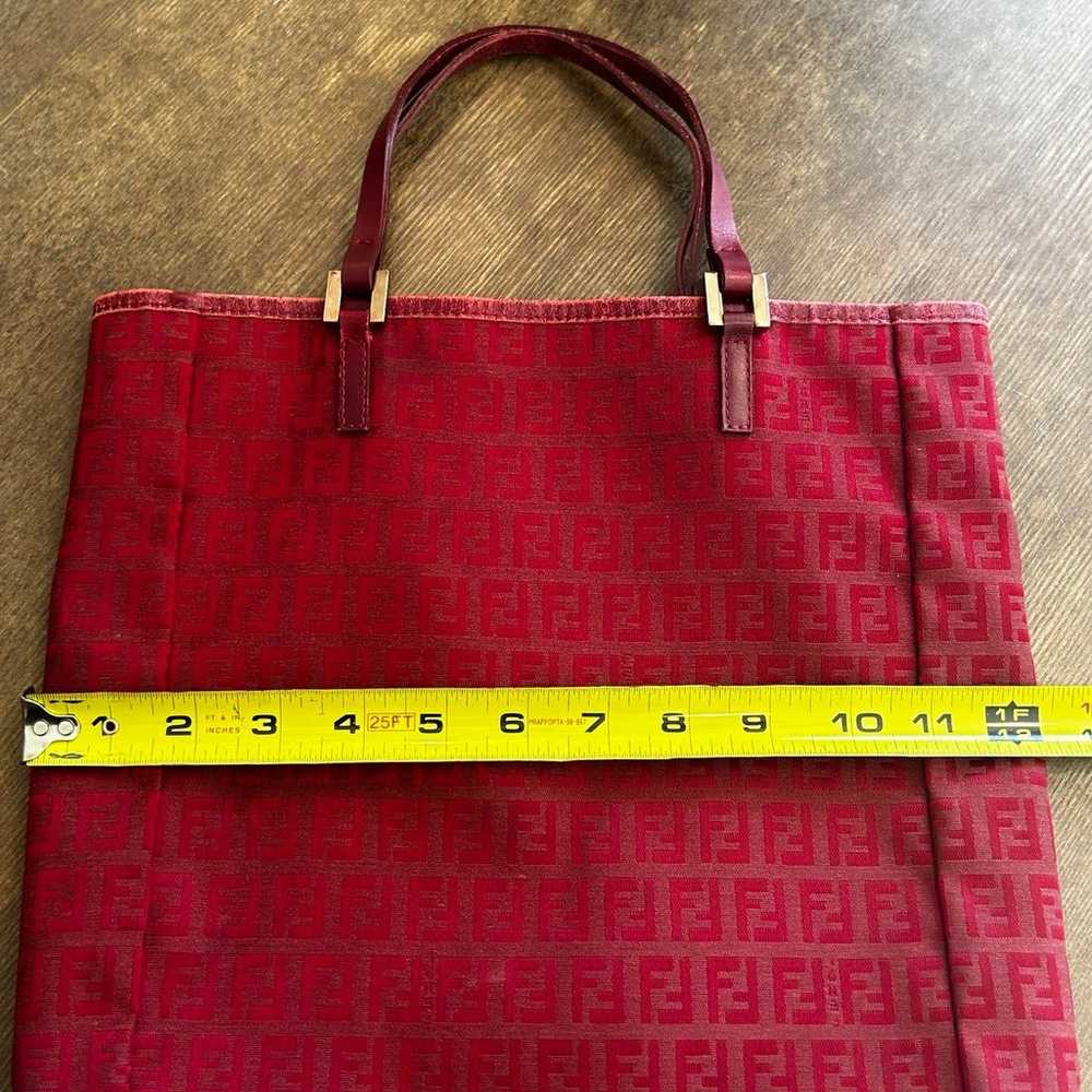 Fendi Valentine Red Zucca Shopper Tote Bag Canvas… - image 10