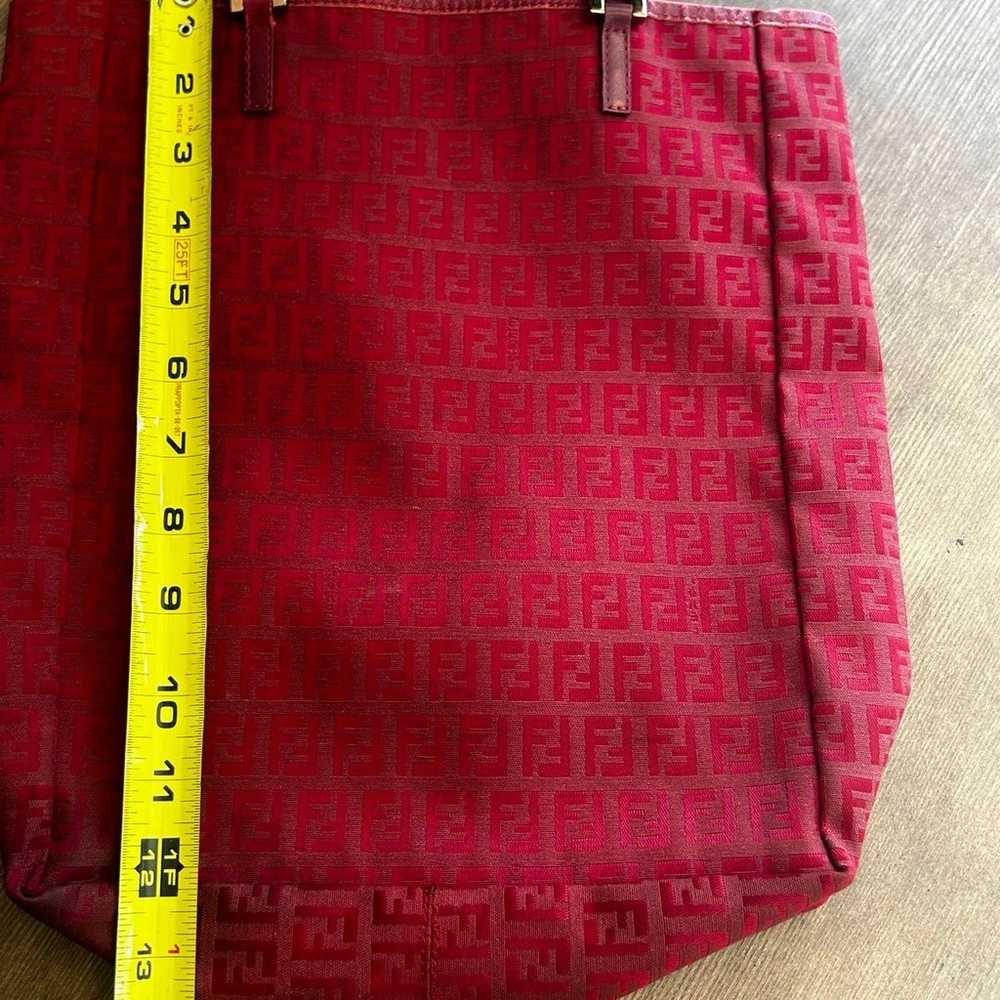 Fendi Valentine Red Zucca Shopper Tote Bag Canvas… - image 12