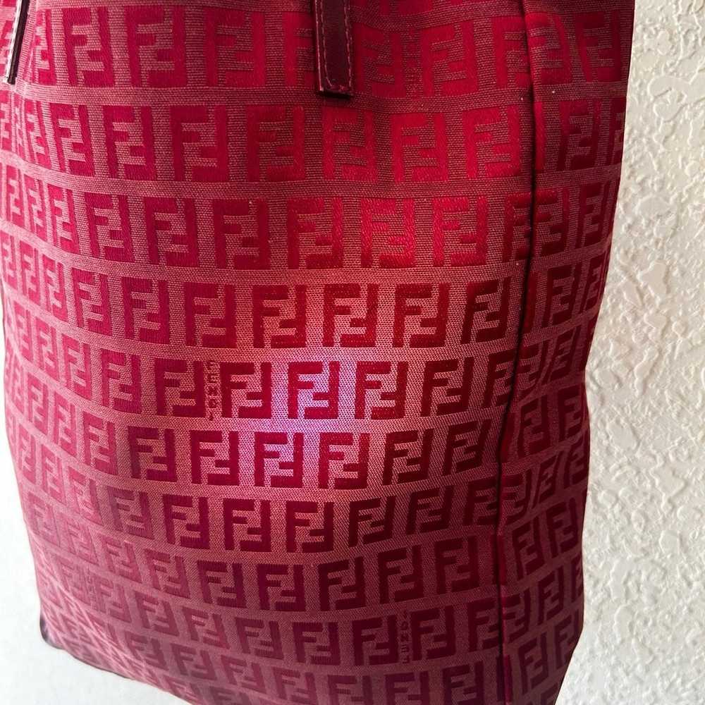 Fendi Valentine Red Zucca Shopper Tote Bag Canvas… - image 3
