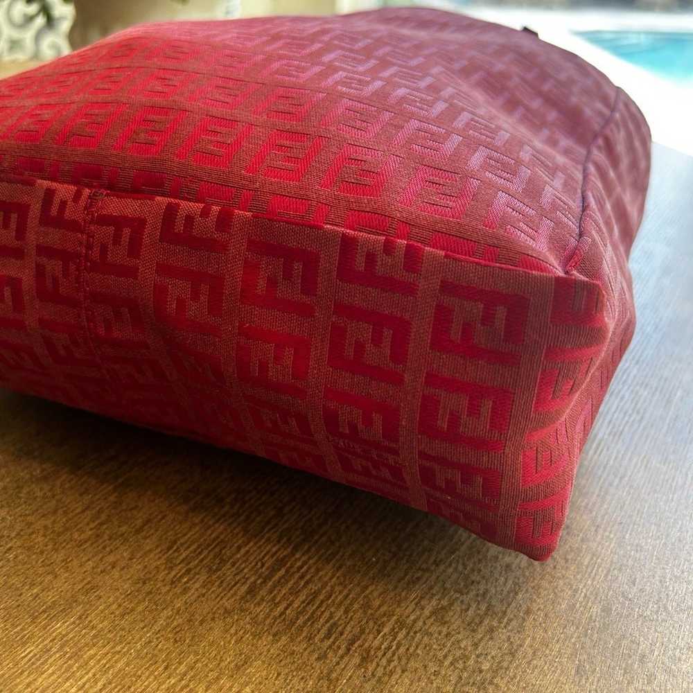 Fendi Valentine Red Zucca Shopper Tote Bag Canvas… - image 5