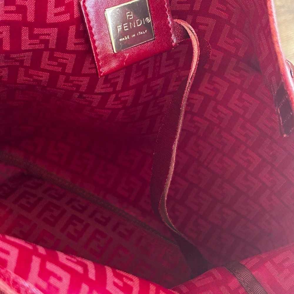 Fendi Valentine Red Zucca Shopper Tote Bag Canvas… - image 6