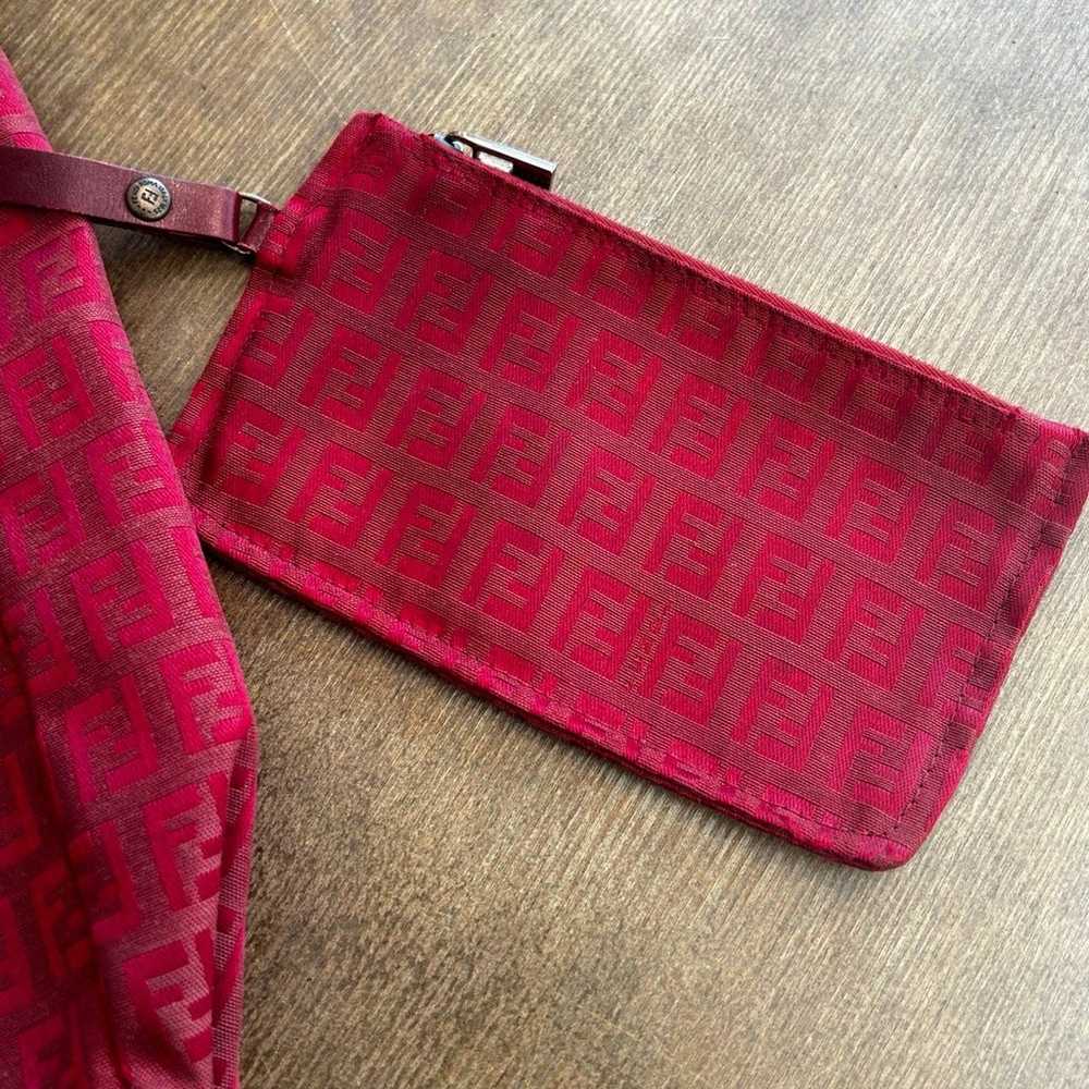 Fendi Valentine Red Zucca Shopper Tote Bag Canvas… - image 9