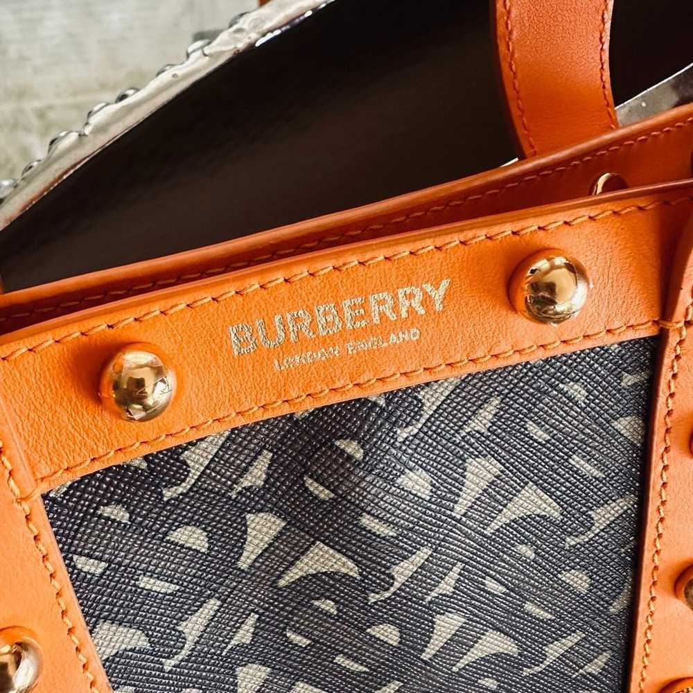 BURBERRY TB Monogram Brown Orange Leather Tote Bag - image 2