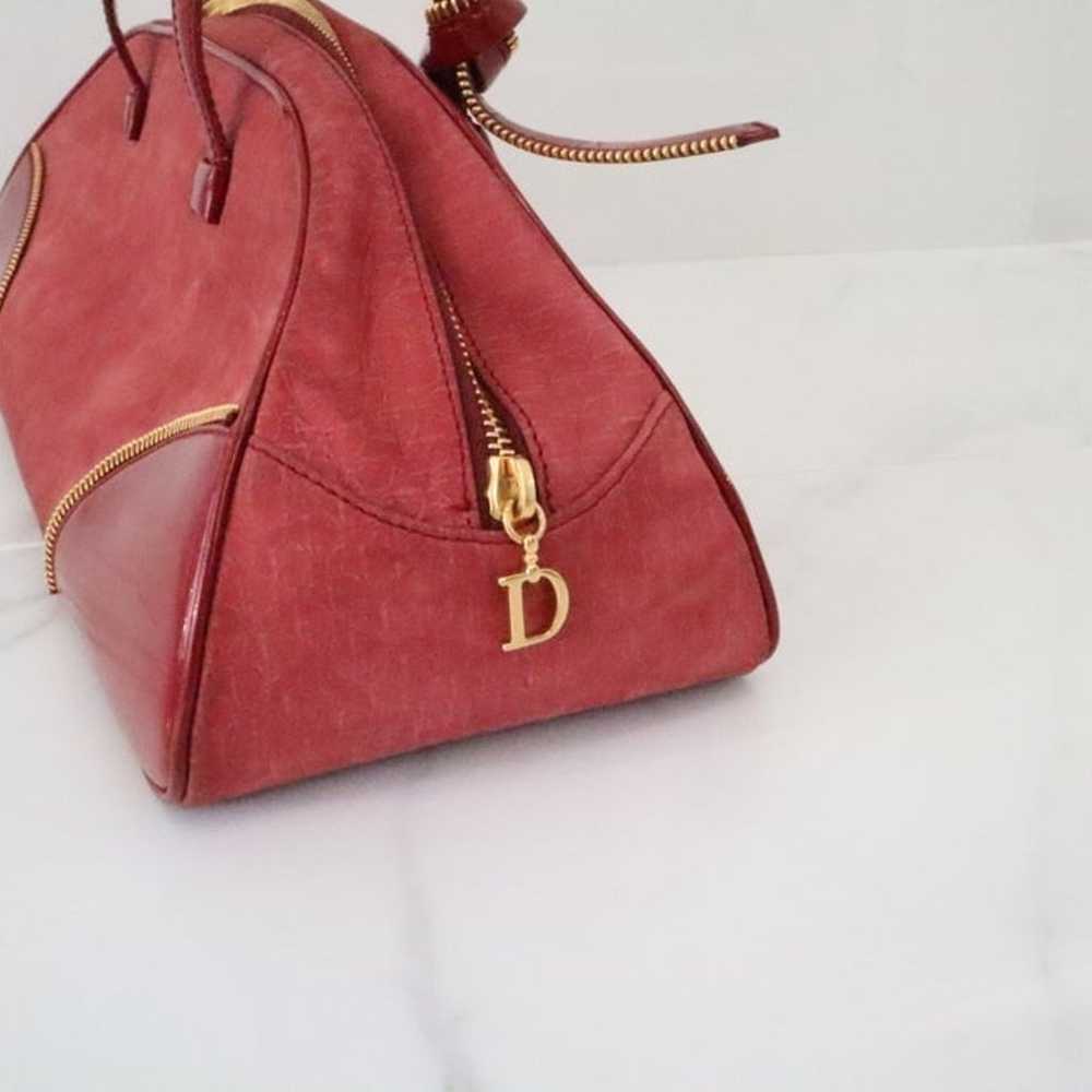 Christian Dior Y2K Cherry Red Purse Too Handle Zi… - image 2