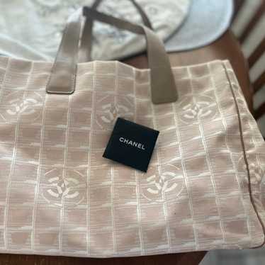 Authentic Chanel Nylon Travel Tote Bag Beige - image 1