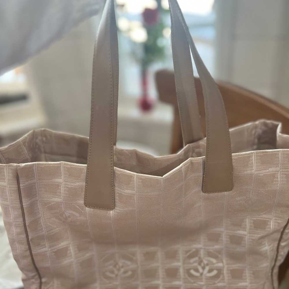 Authentic Chanel Nylon Travel Tote Bag Beige - image 4