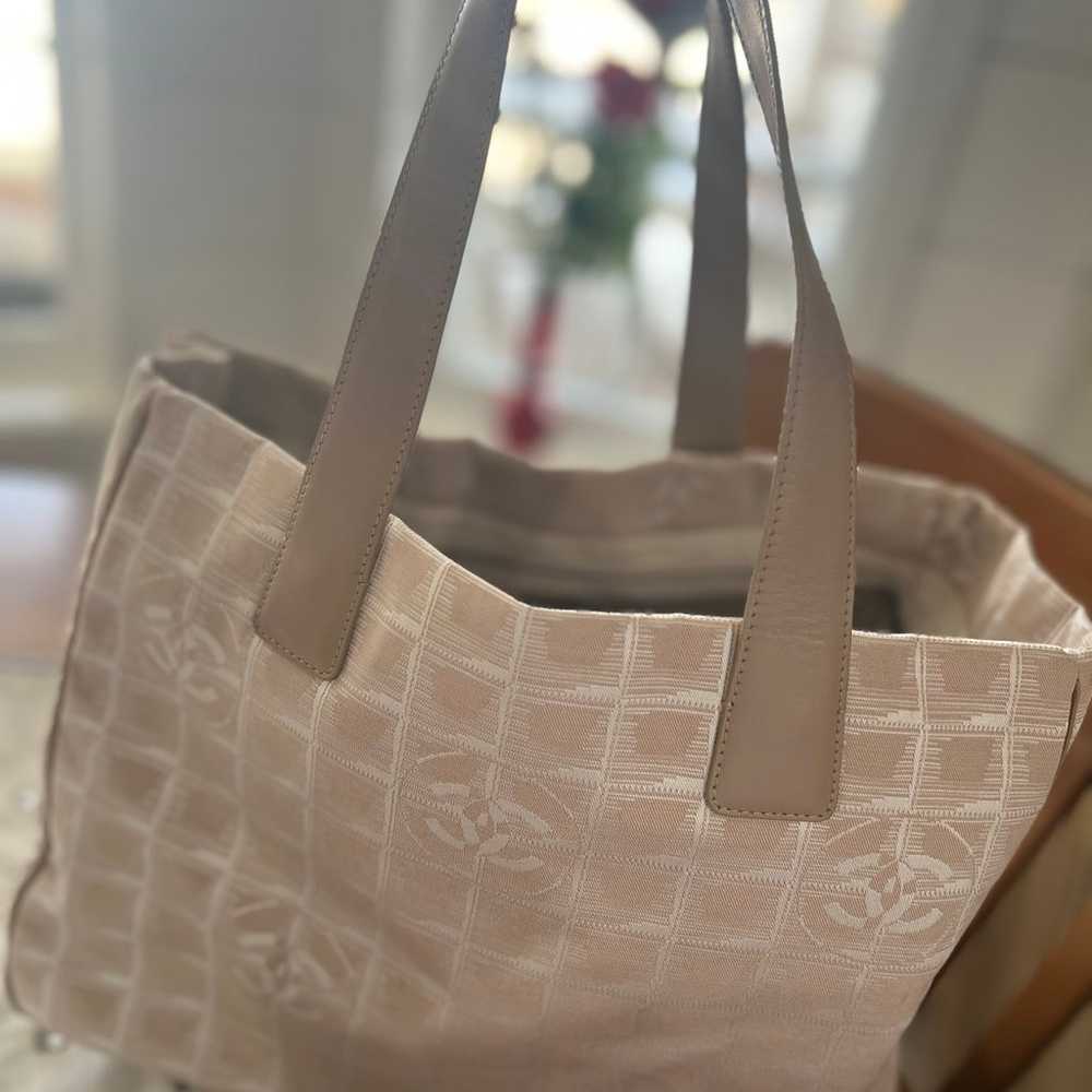 Authentic Chanel Nylon Travel Tote Bag Beige - image 7