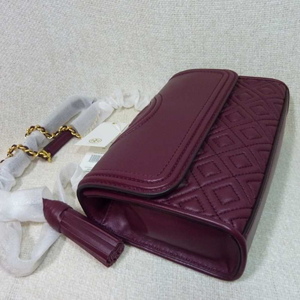 Tory Burch Imperial Garnet Leather Small Fleming … - image 5