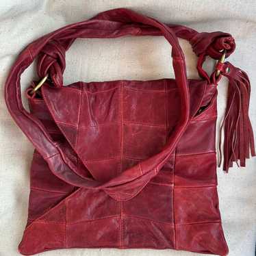 RARE NWOT Genuine Italian red leather envelope cro