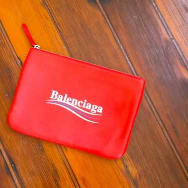 Balenciaga leather logo zipper pouch clutch bag - image 1