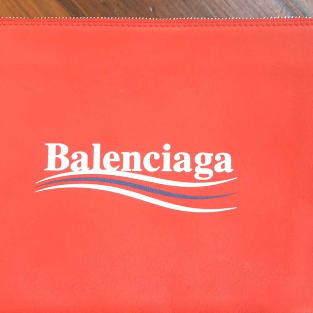 Balenciaga leather logo zipper pouch clutch bag - image 2