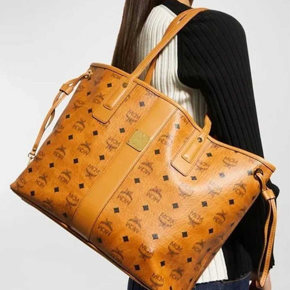 MCM Medium Reversible Liz Tote Shopper Cognac Wit… - image 3