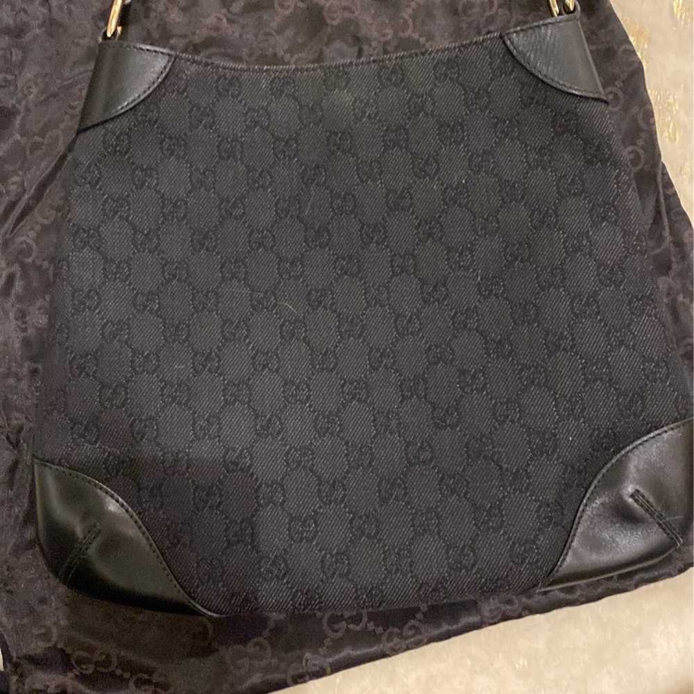 Gucci Black Canvas, Leather Shoulder Bag - image 3