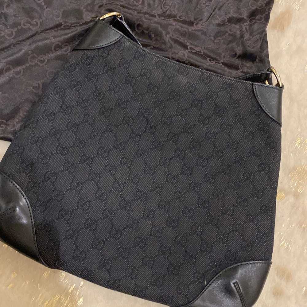 Gucci Black Canvas, Leather Shoulder Bag - image 6
