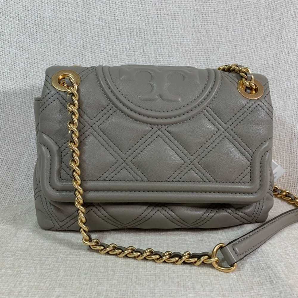 Tory Burch Gray Small Soft Fleming Bag - image 1