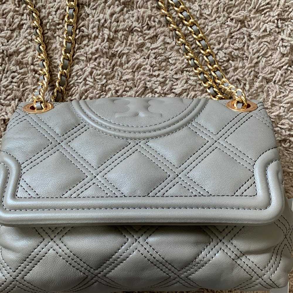 Tory Burch Gray Small Soft Fleming Bag - image 2