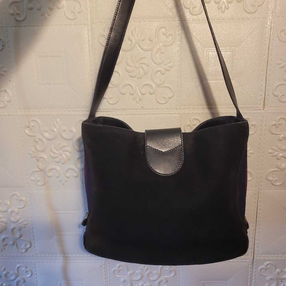 Gucci Navy Leather Suede Sherry Web Shoulder Bag … - image 6