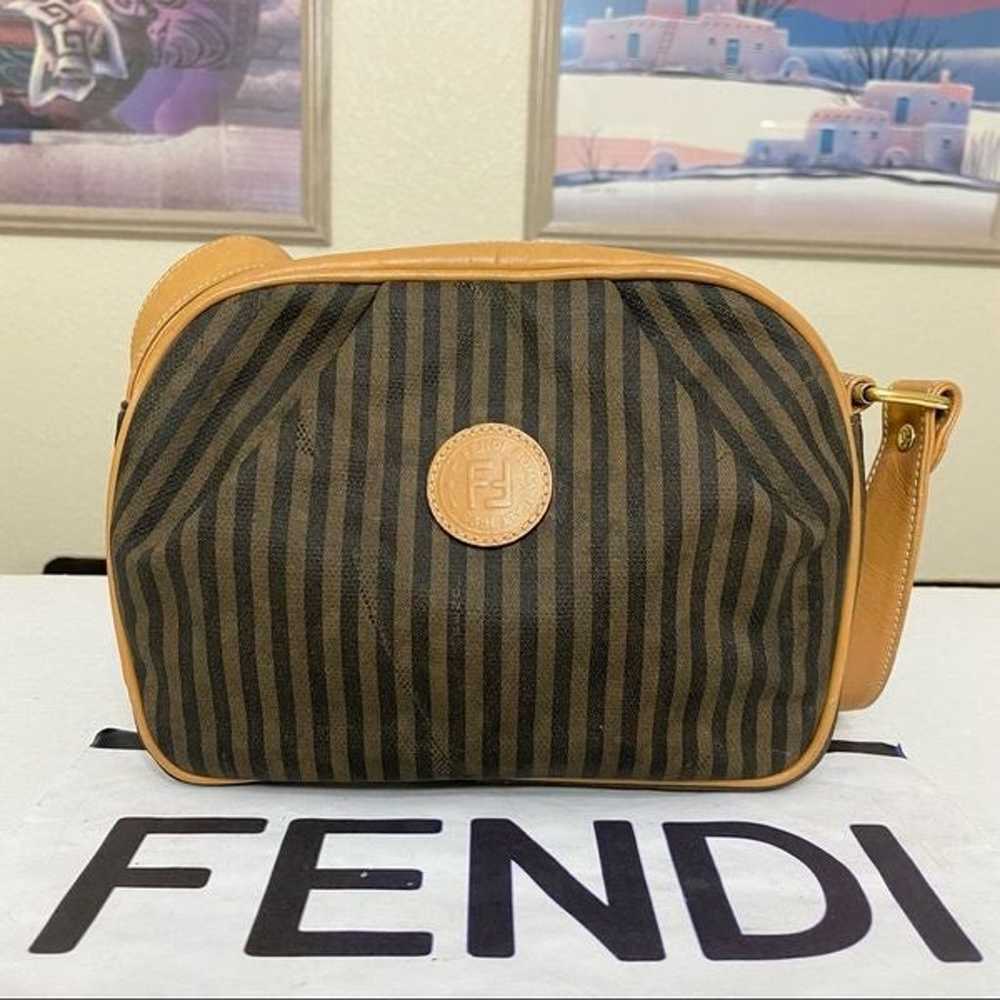 FENDI Pequin Shoulder Bag Coated Canvas/Leather - image 1
