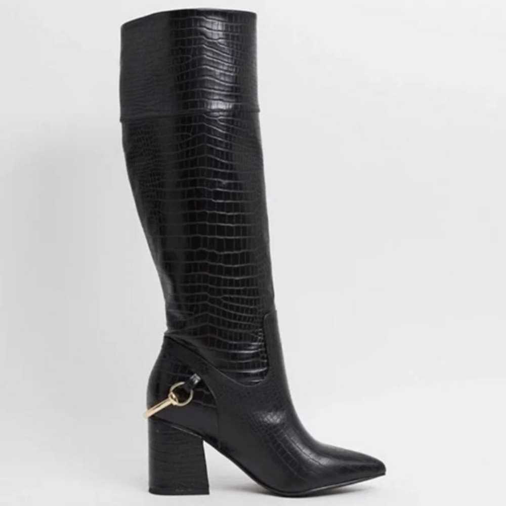 ASOS collins block heel croc black boots - image 1