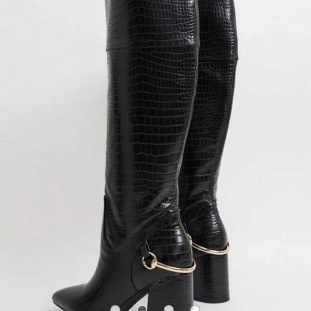 ASOS collins block heel croc black boots - image 2