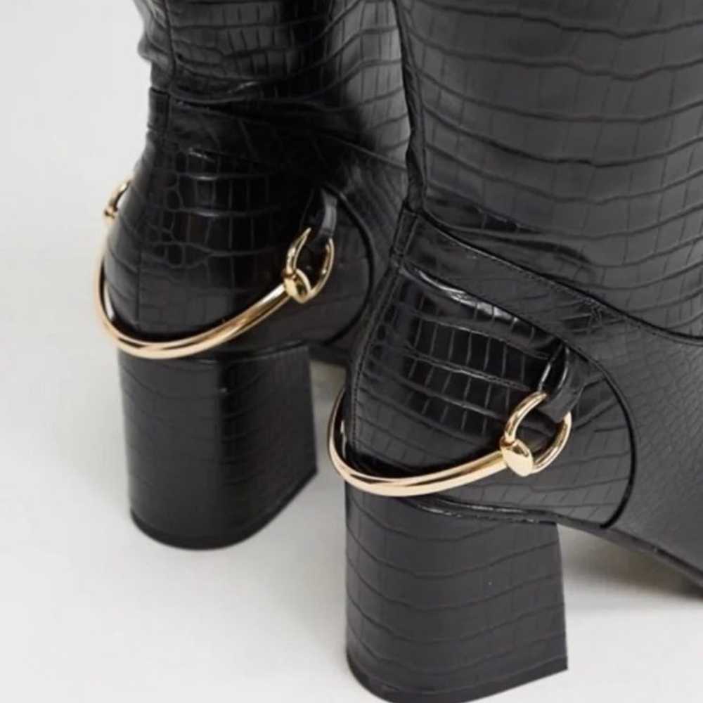 ASOS collins block heel croc black boots - image 3