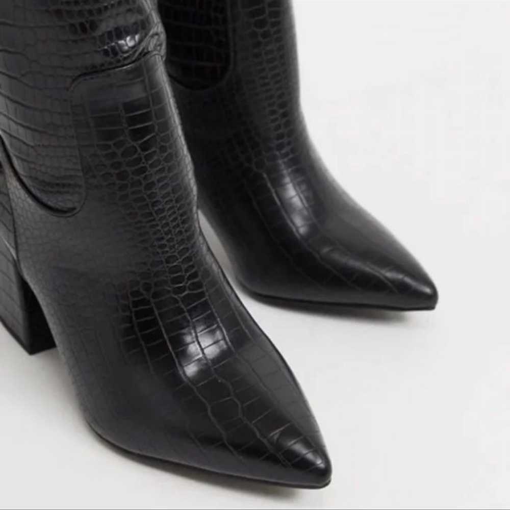 ASOS collins block heel croc black boots - image 4