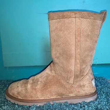 UGG Perforated Chestnut Suede Side Zipper Boots l… - image 1