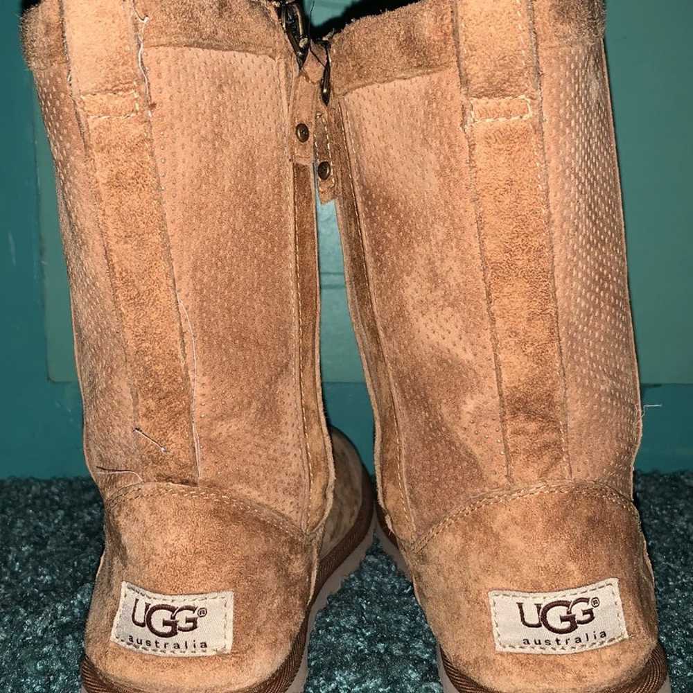 UGG Perforated Chestnut Suede Side Zipper Boots l… - image 4