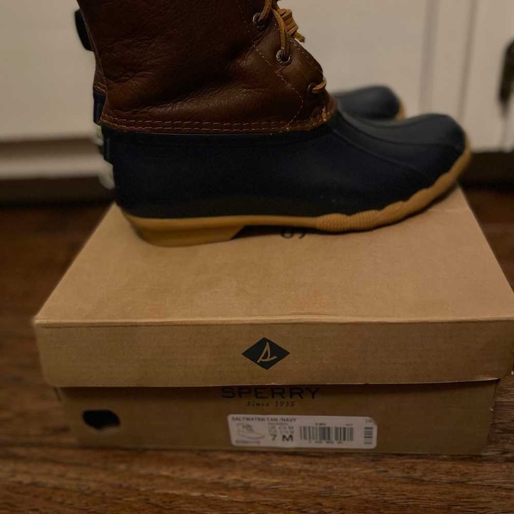 Sperry duck boots-  brown & navy - image 2