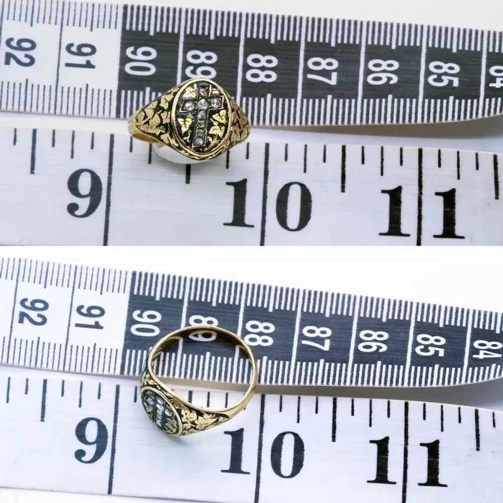 Antique Georgian Ring Gold Black Enamel Diamond C… - image 5