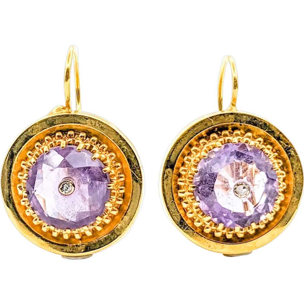 Romantic Antique Diamond & Amethyst Drop Earrings… - image 1