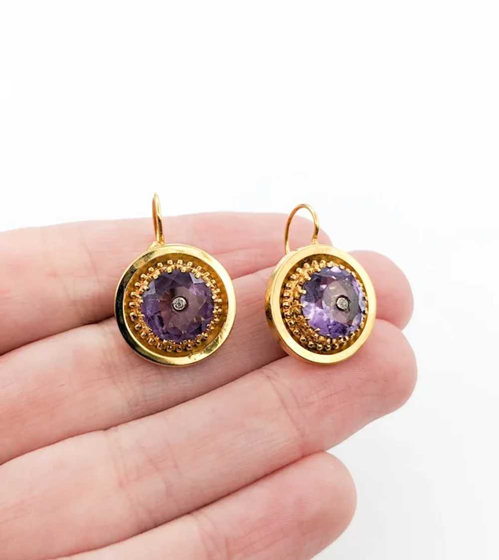 Romantic Antique Diamond & Amethyst Drop Earrings… - image 2