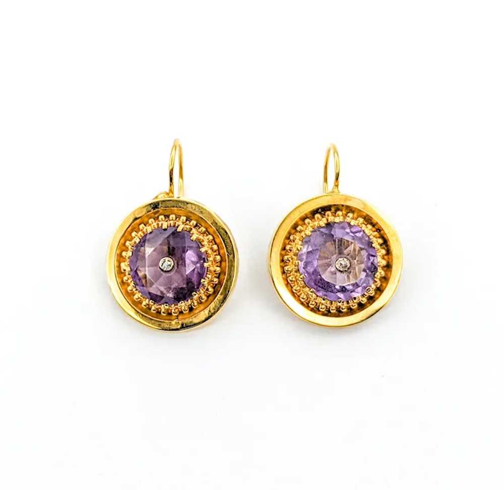 Romantic Antique Diamond & Amethyst Drop Earrings… - image 4