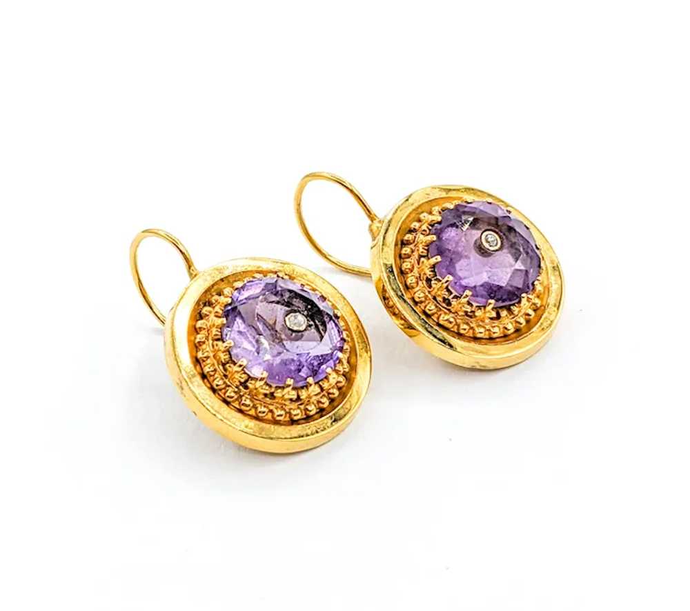 Romantic Antique Diamond & Amethyst Drop Earrings… - image 5