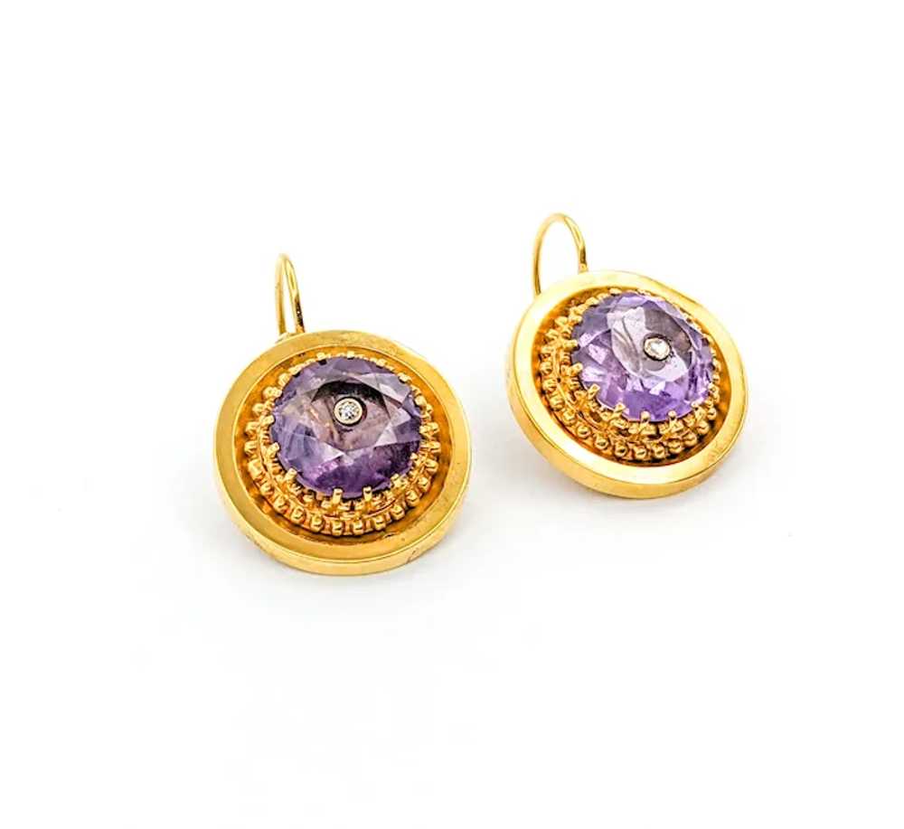 Romantic Antique Diamond & Amethyst Drop Earrings… - image 6