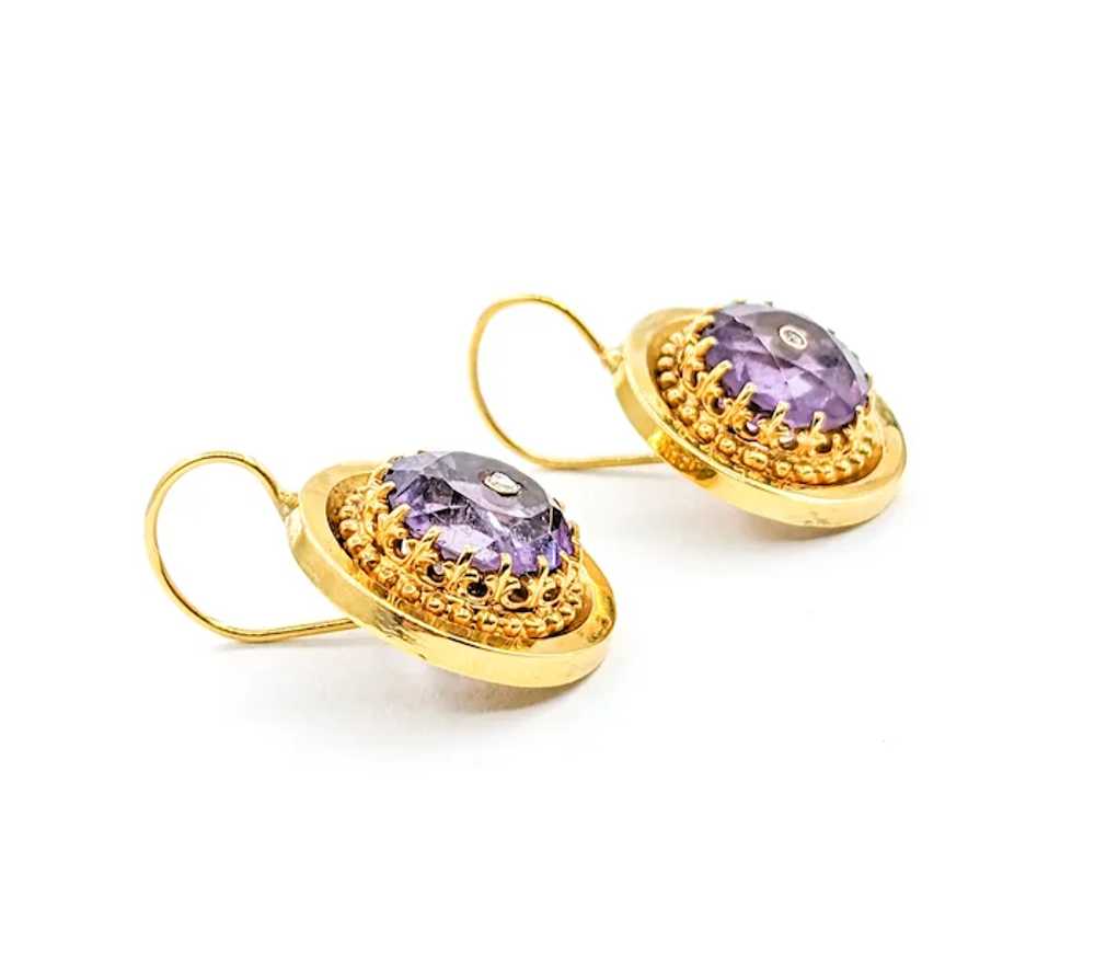 Romantic Antique Diamond & Amethyst Drop Earrings… - image 7