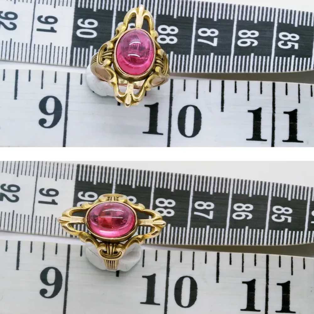 Antique Art Nouveau Ring 14k Gold pink tourmaline… - image 5
