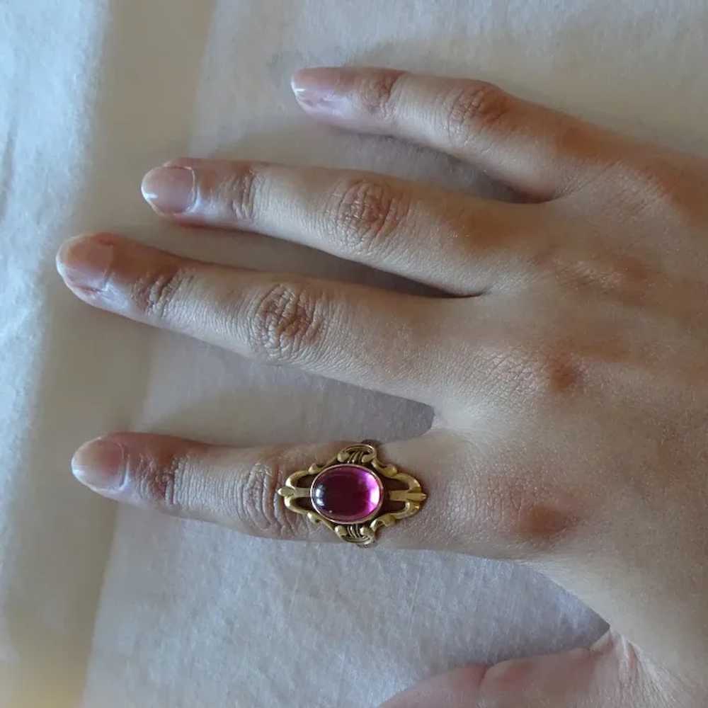 Antique Art Nouveau Ring 14k Gold pink tourmaline… - image 6