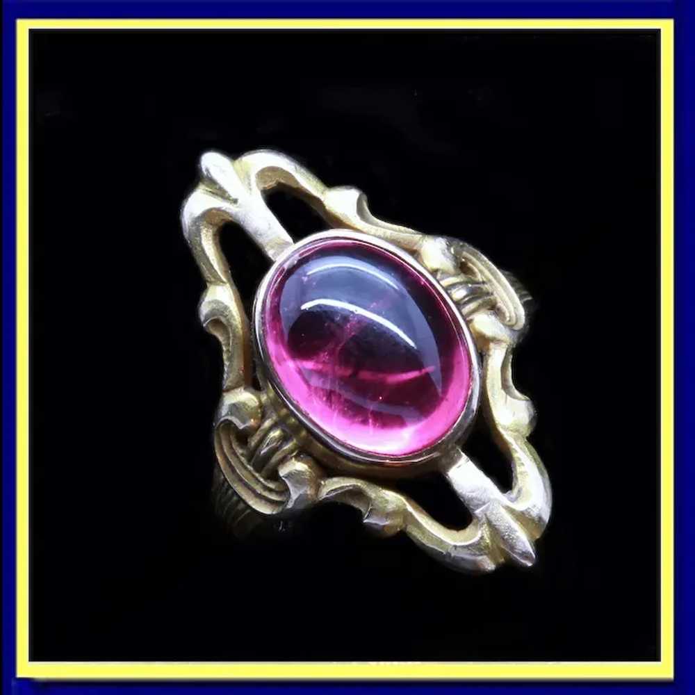 Antique Art Nouveau Ring 14k Gold pink tourmaline… - image 7