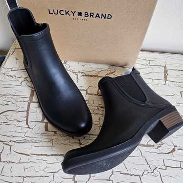 Like-New Lucky Brand 8 Black Rubber Rain Boots - image 1