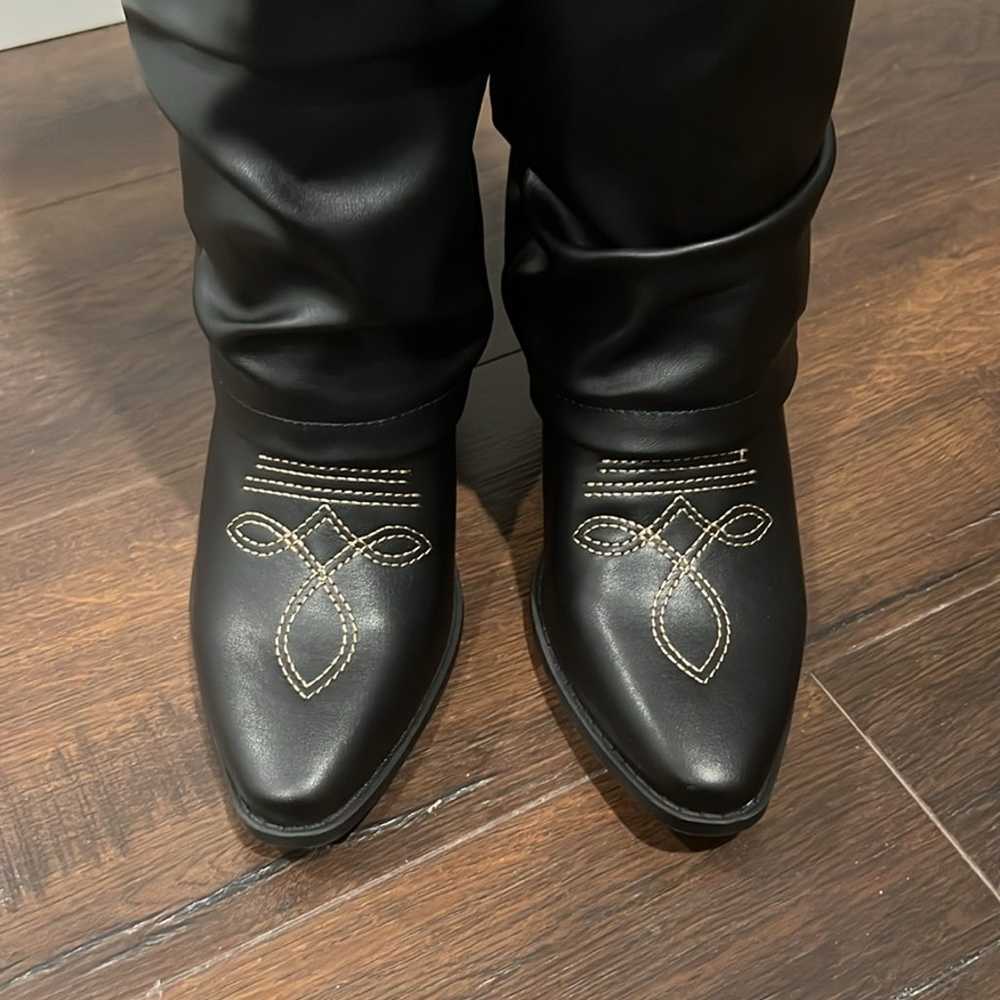 NWOT Knee High Black Cowboy Boots - image 3
