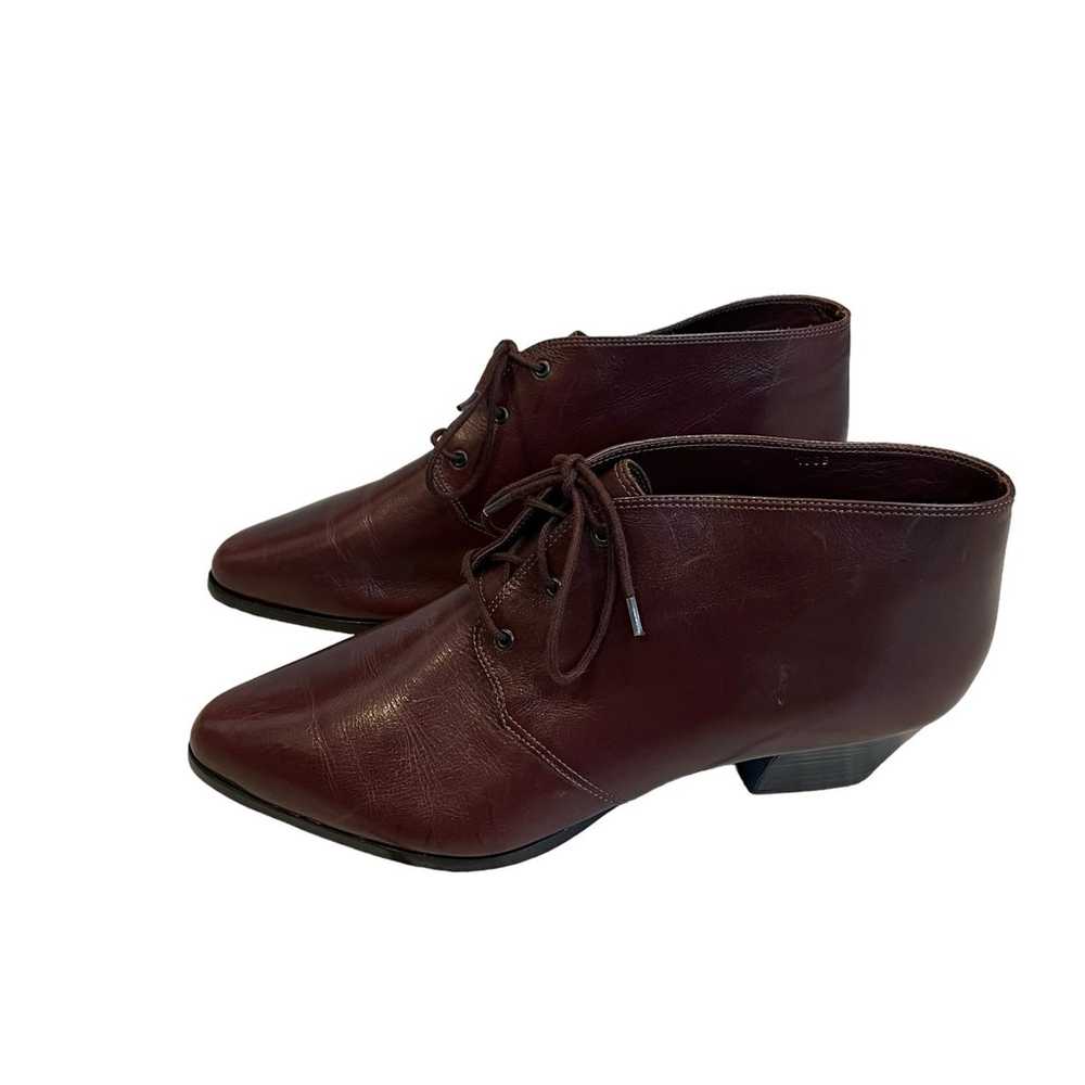 Vintage Nine West Lace Up Leather Granny Booties,… - image 2