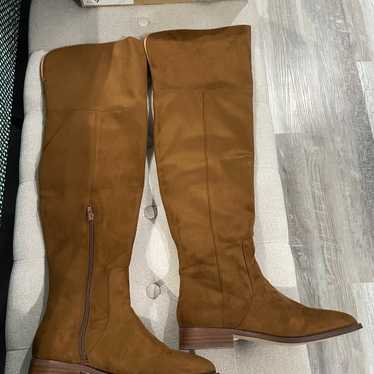 J Crew faux suede over knee boots size 9 Brown Wa… - image 1