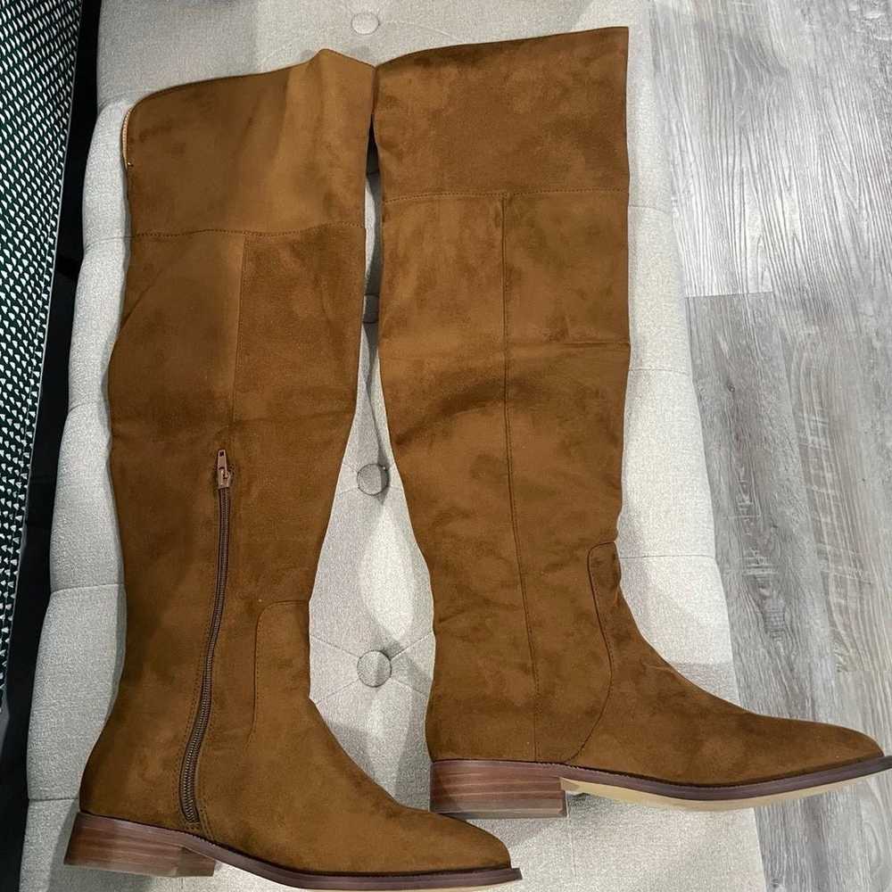 J Crew faux suede over knee boots size 9 Brown Wa… - image 4