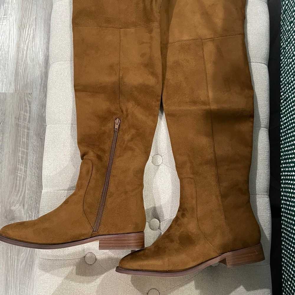 J Crew faux suede over knee boots size 9 Brown Wa… - image 5