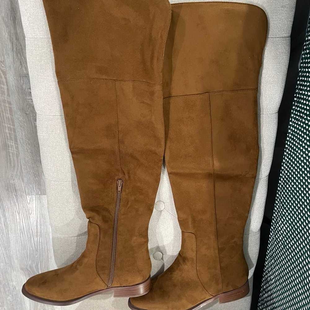 J Crew faux suede over knee boots size 9 Brown Wa… - image 6