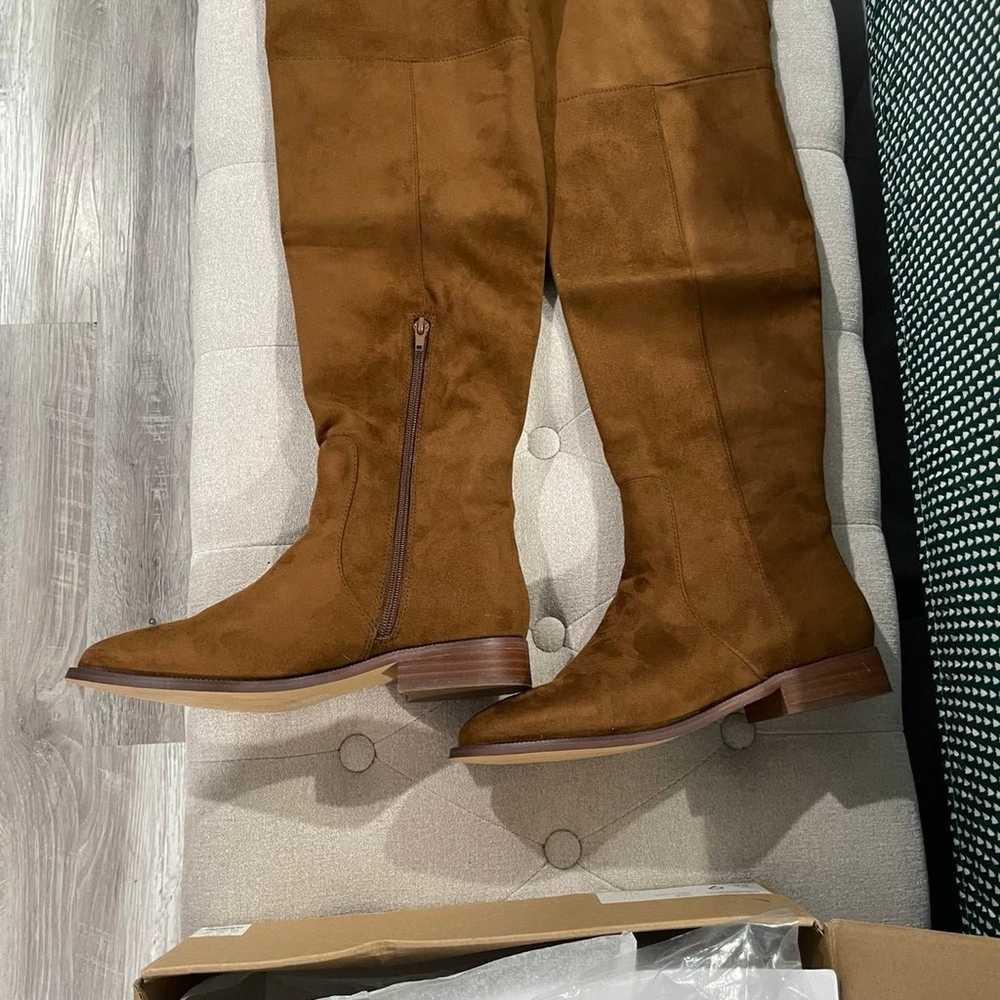 J Crew faux suede over knee boots size 9 Brown Wa… - image 7