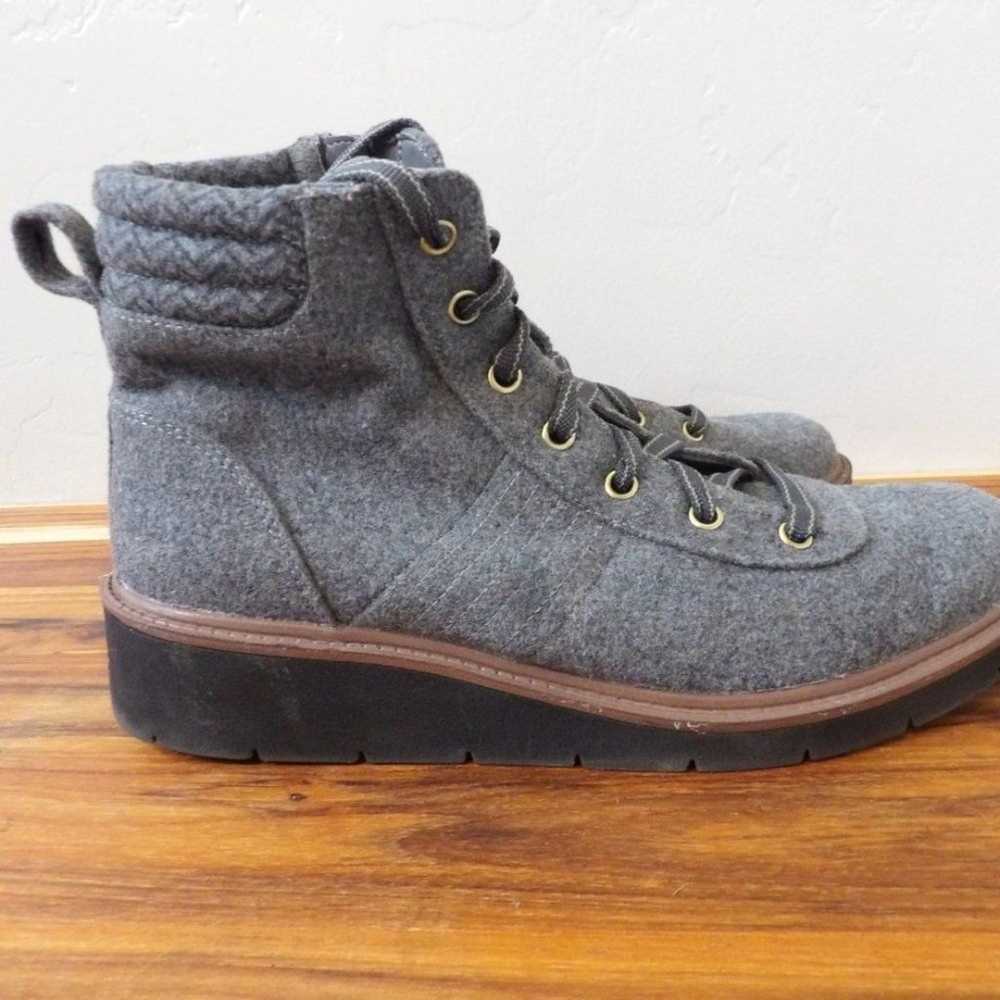 Dr Scholls Little Wild Gray Flannel Lace Up Wedge… - image 4